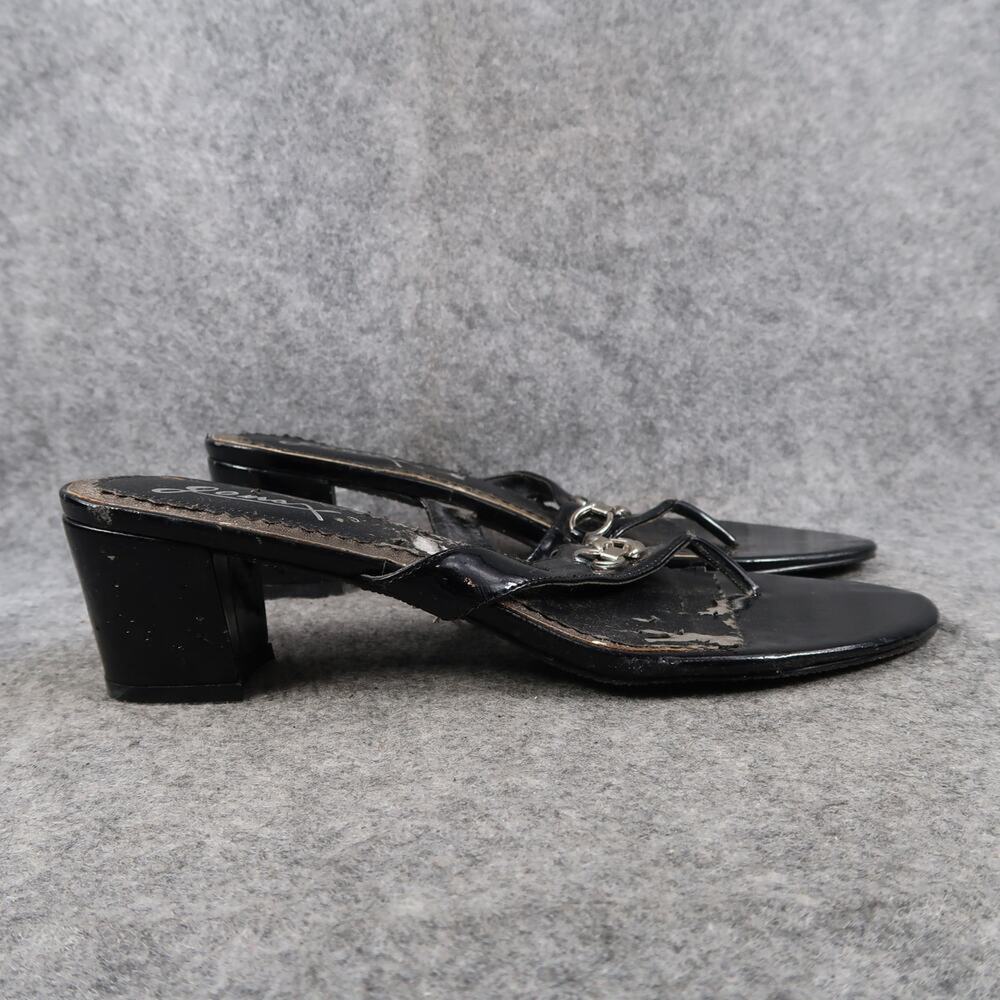 Gomax Shoes Womens 10 Sandals Heels Block Heel Slip On Fashion Black Metallic
